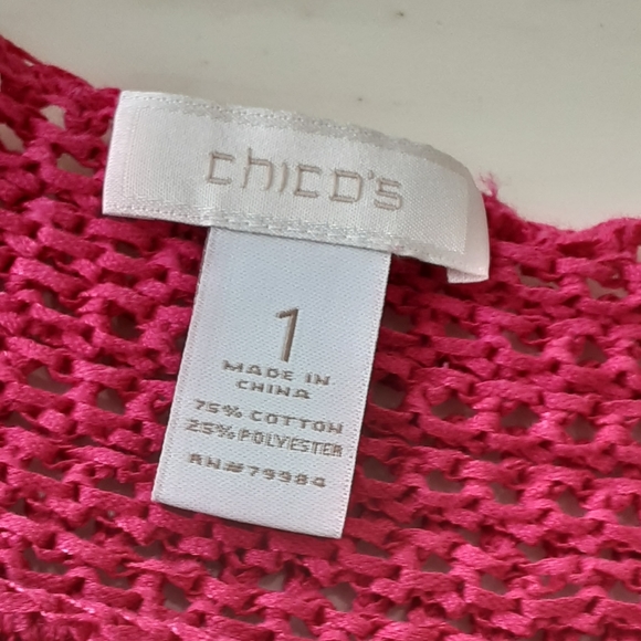 CHICO'S OPEN KNIT PULLOVER SHORT SLEEVE SWEATER SZ 1 (MED) - Picture 7 of 7